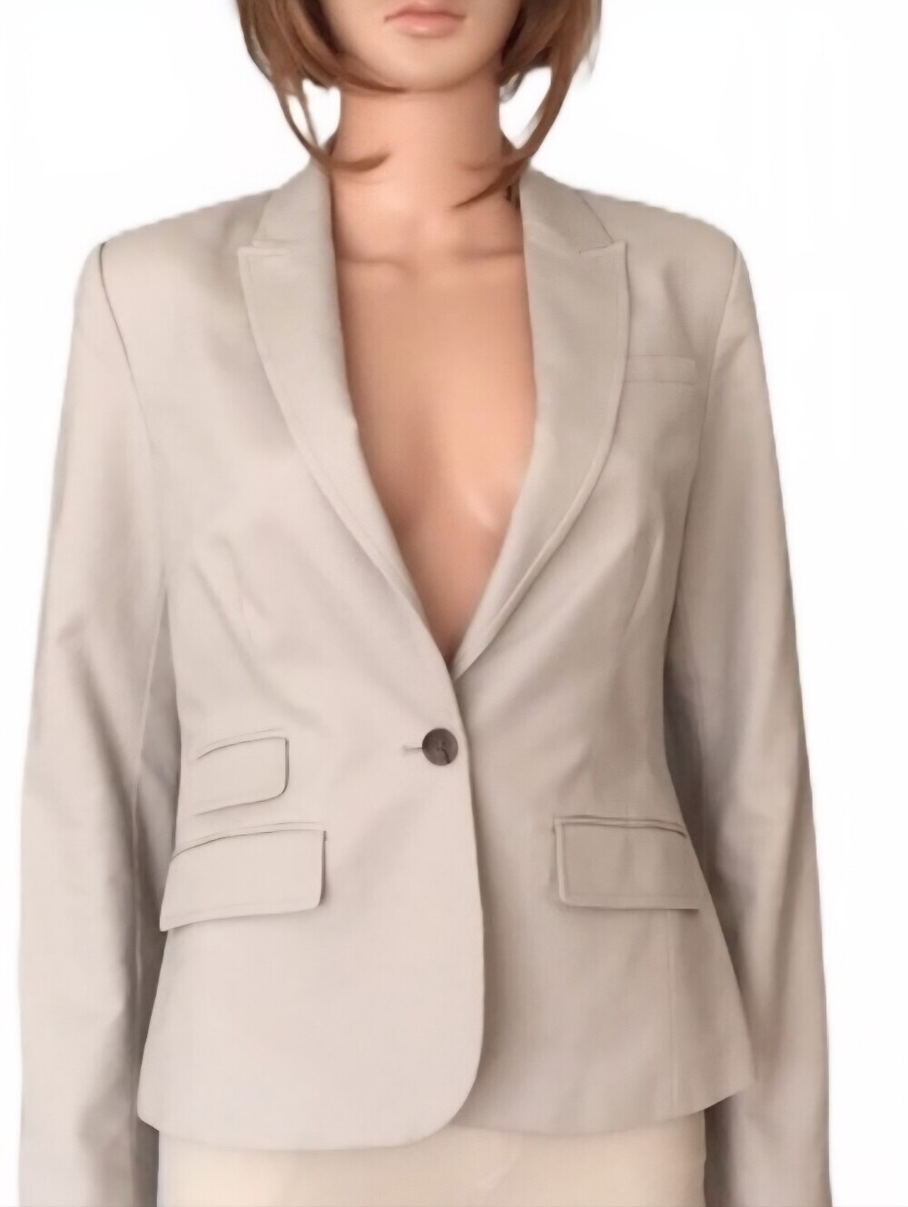 Banana Republic Cotton Stretch Blazer Khaki Cream Women's 8 Petite 8P Office EUC
